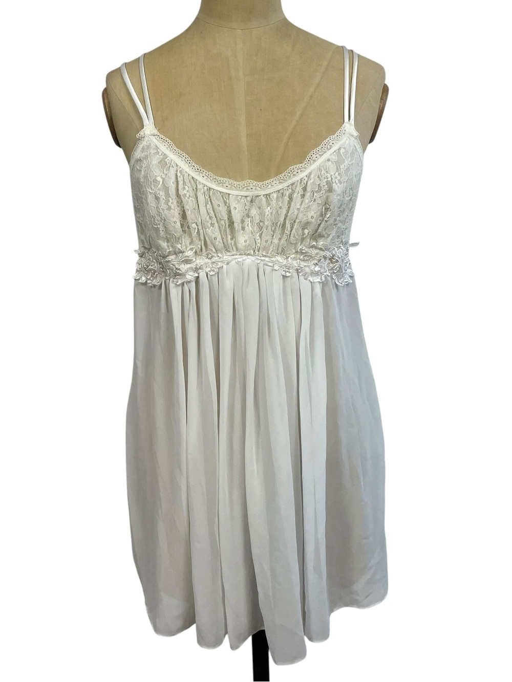 In Bloom Lace Nightie Dress SM White Chiffon Romantic Sequin Lingerie Embellish